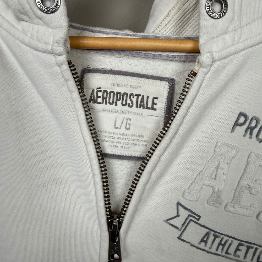 Vintage Y2K/2000s Aeropostale Waffle Knit Zip Up Hoodie size Large - Picture 4 of 7